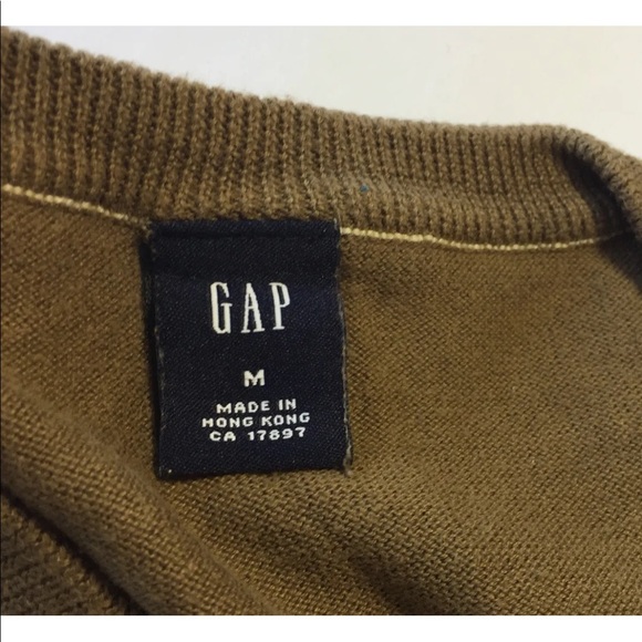 GAP V-Neck Brown Sweater M Long Sleeve Medium Men 100% Cotton - Picture 8 of 11